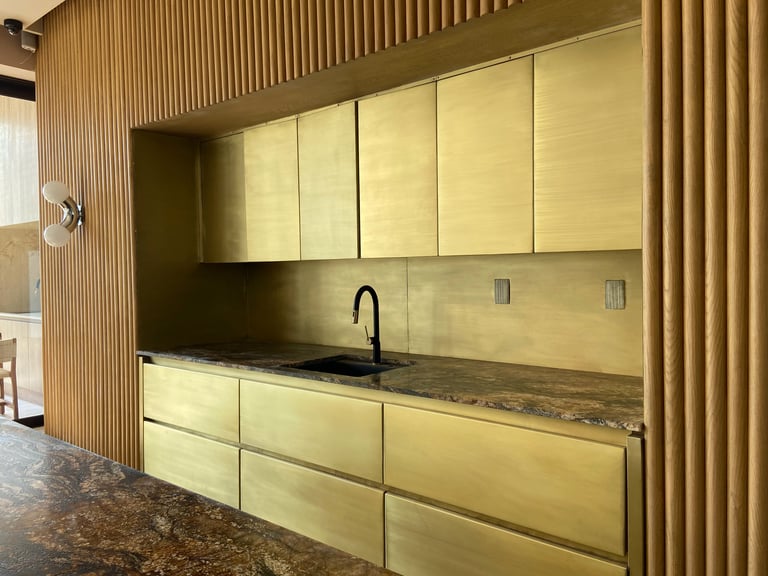 Modern kitchen with yellow cabinetry