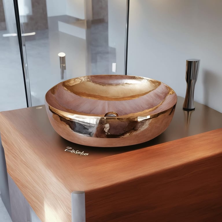 Polished copper bowl with lid