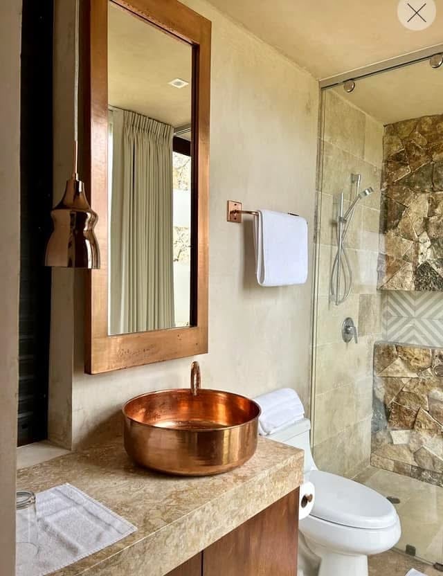 Copper bowl sink bathroom